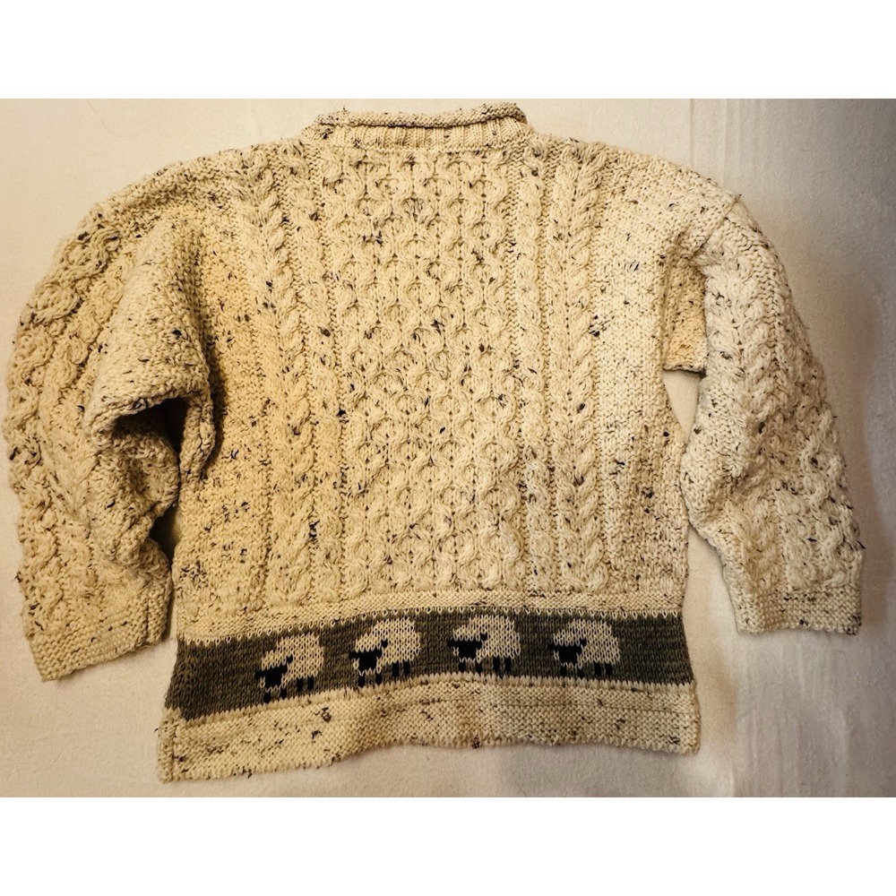 Aran Country Kids Isles Sheep Knitwear 100% Merino Wool Cream XL - Picture 2 of 10